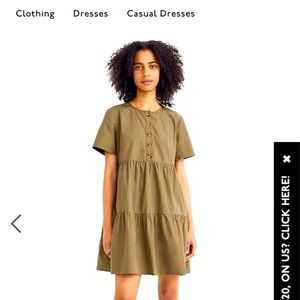 Olive green Madewell Tiered mini-dress - size small